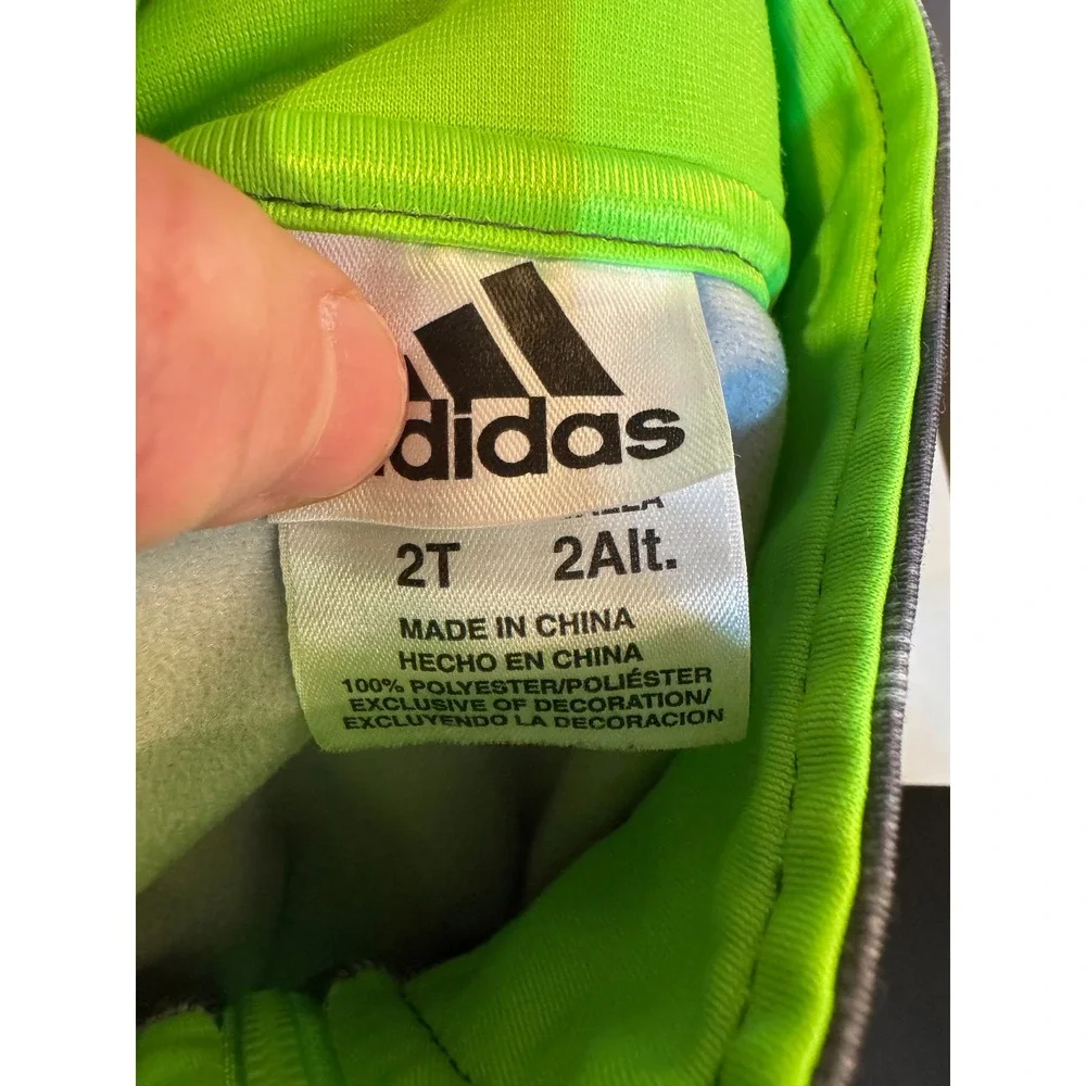 Kids Adidas Track Jacket Gray Tie Dye Neon Green Logo Zip Up Kids Size 2T Sporty